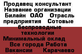 Продавец-консультант › Название организации ­ Билайн, ОАО › Отрасль предприятия ­ Сотовые, беспроводные технологии › Минимальный оклад ­ 1 - Все города Работа » Вакансии   . Карачаево-Черкесская респ.